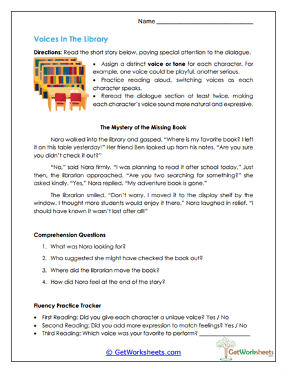 Voices in the Library Worksheet