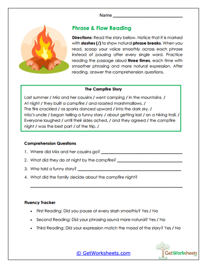 Phrase & Flow Reading Worksheet