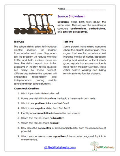 Source Showdown Worksheet
