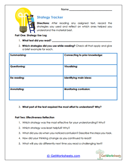 Strategy Tracker Worksheet