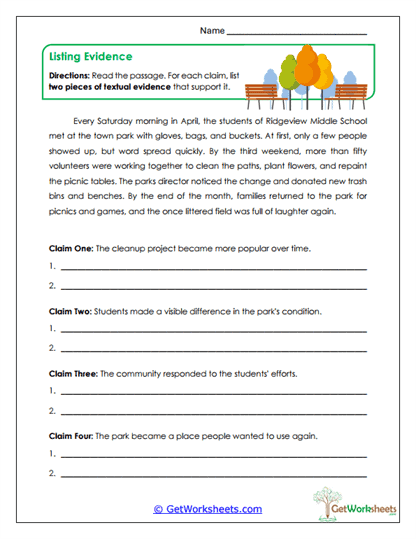 Listing Evidence Worksheet