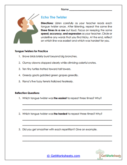 Echo The Twister Worksheet
