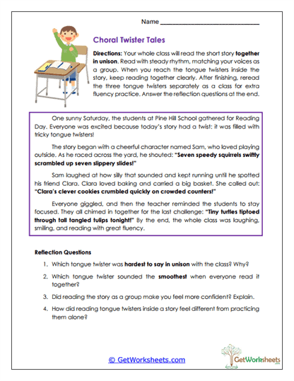 Choral Twister Tales Worksheet