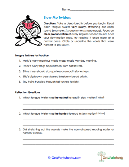 Slow-Mo Twisters Worksheet