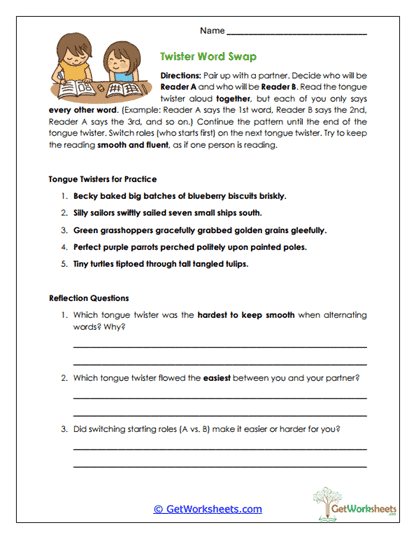 Twister Word Swap Worksheet