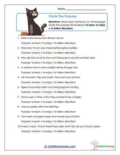 Circle the Purpose Worksheet