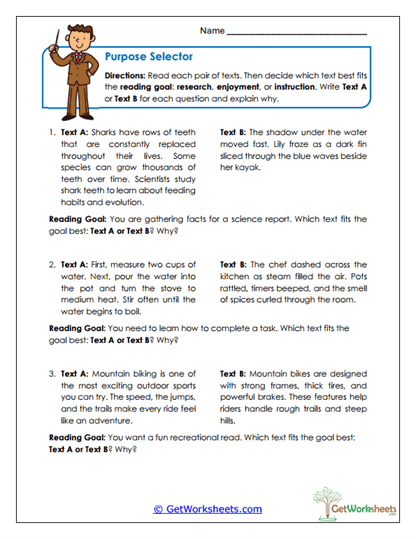 Purpose Selector Worksheet