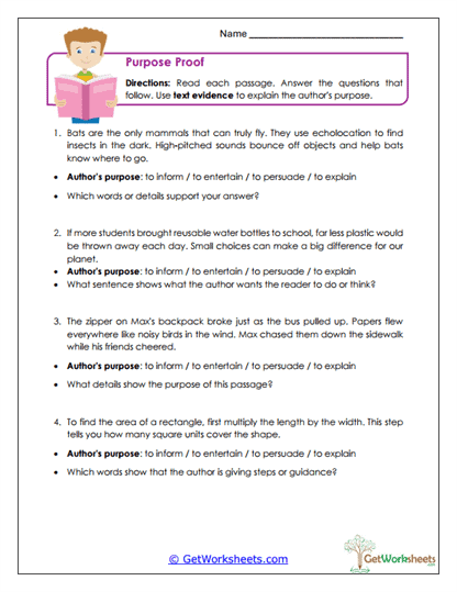 Purpose Proof Worksheet