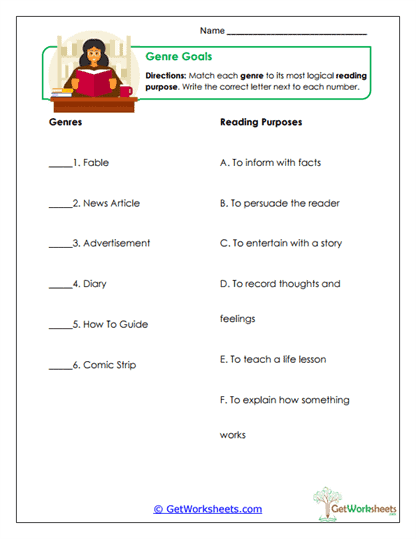 Genre Goals Worksheet