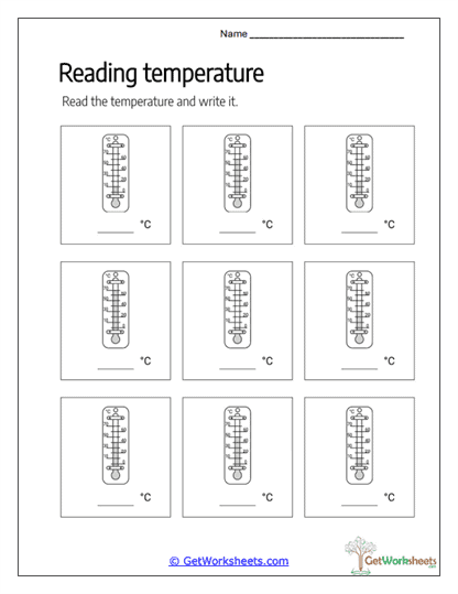Reading Celsius Temperature Worksheet
