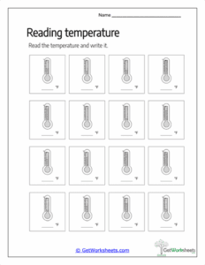 Reading Fahrenheit Thermometers Worksheet - Customary Scale Practice