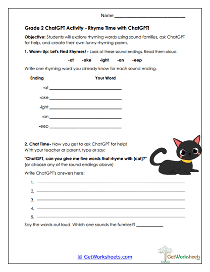 Grade 2 - Rhyming and Word Play Worksheet