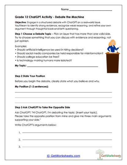 Grade 12 - Structured Debate Worksheet