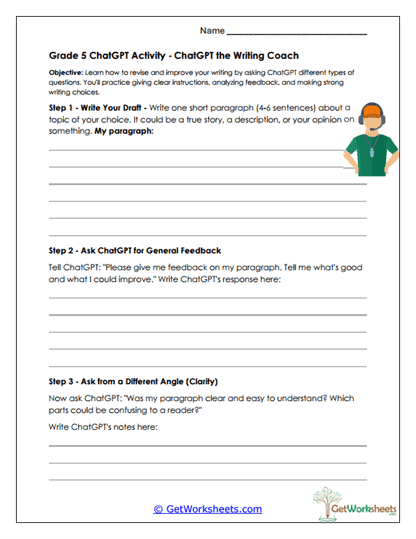 Grade 5 - Writing Feedback Practice Worksheet