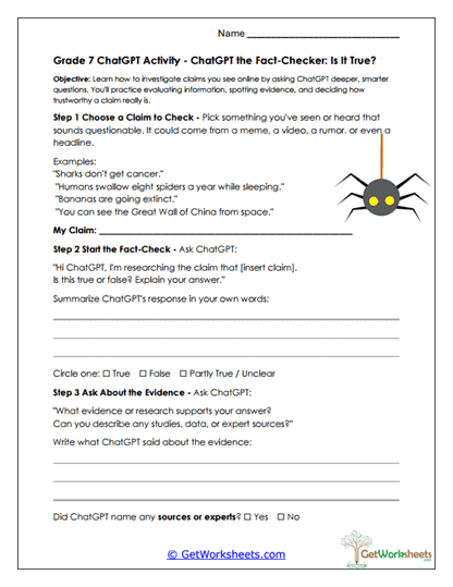 Fact Checking and Evidence Worksheet