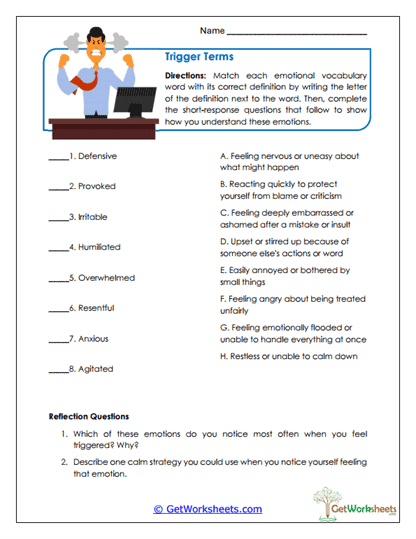 Thought Triggers Worksheet
