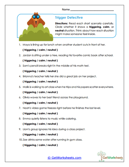 Trigger Detective Worksheet