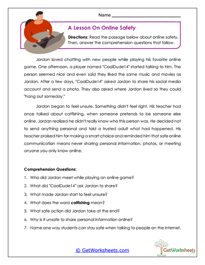 Recognizing Unsafe or Unhealthy Social Interactions Worksheets