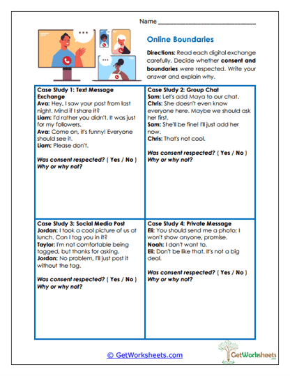 Online Boundaries Worksheet