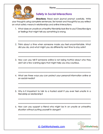 Safety in Social Interactions Worksheet