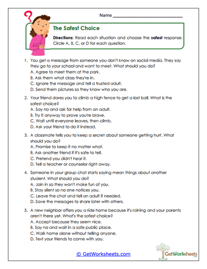 The Safest Choice Worksheet