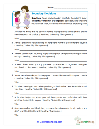Boundary Decisions Worksheet