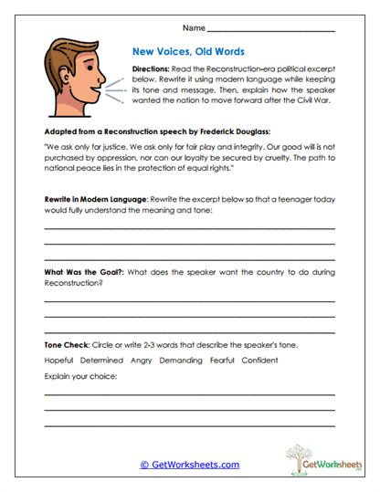 Speech Rewrite Worksheet