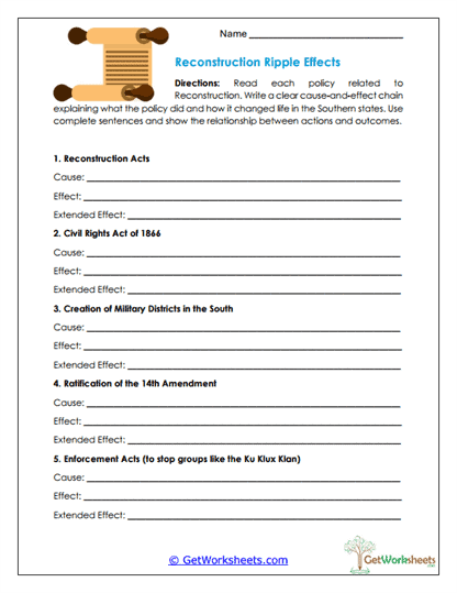 Cause Chains Worksheet