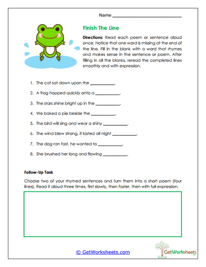 Finish the Line Worksheet