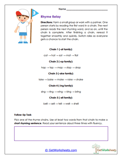 Rhyme Relay Worksheet