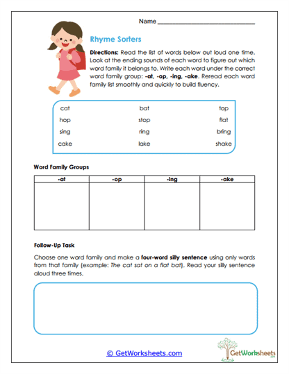 Rhyme Sorters Worksheet