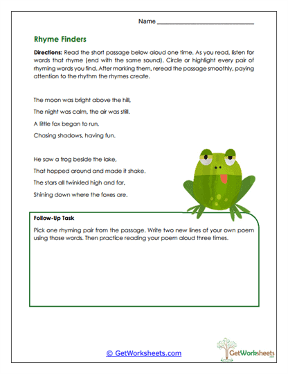Rhyme Finders Worksheet