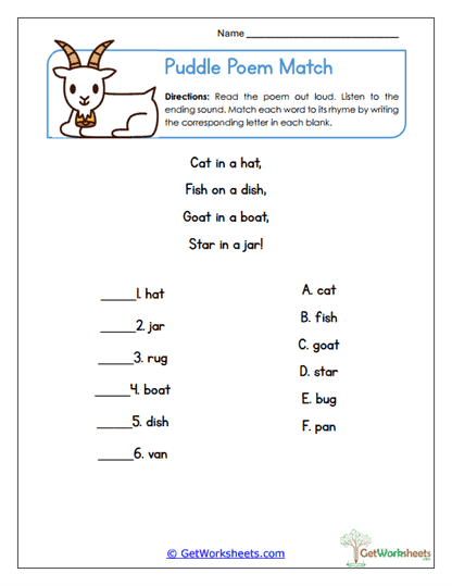 Poem Match Worksheet