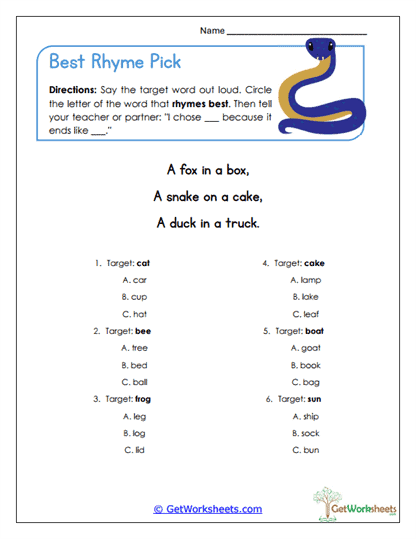 Poem Builder Worksheet