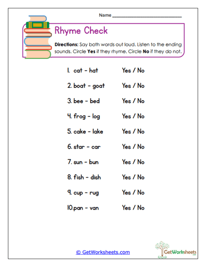 Yes or No Check Worksheet