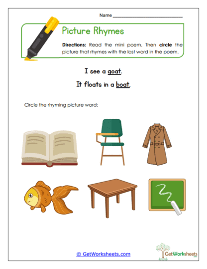Picture Pick Worksheet