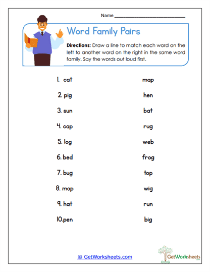 Family Match Worksheet