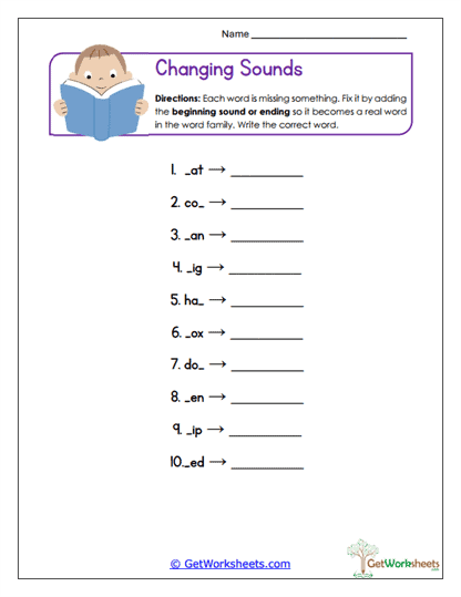 Changing Sounds Worksheet