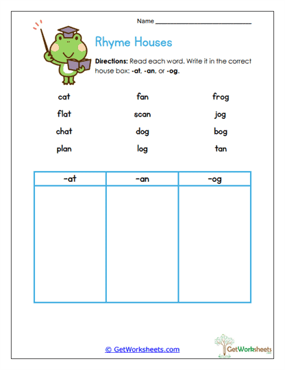 Word Houses Worksheet