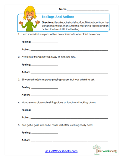 Feelings and Actions Worksheet