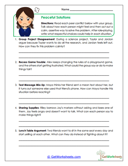 Peaceful Solutions Worksheet