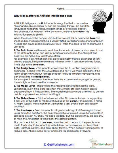 Why Bias Matters Worksheet