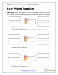 Root Mapping Practice Worksheet - Visual Vocabulary Building