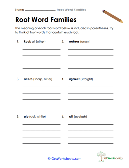 Exploring Root Meanings Worksheet