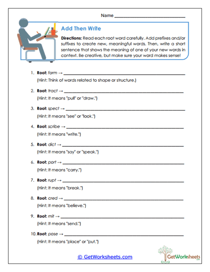 Add Then Write Worksheet