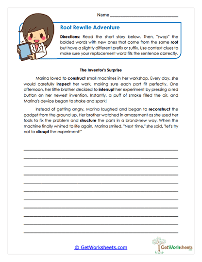 Rewrite Adventures Worksheet