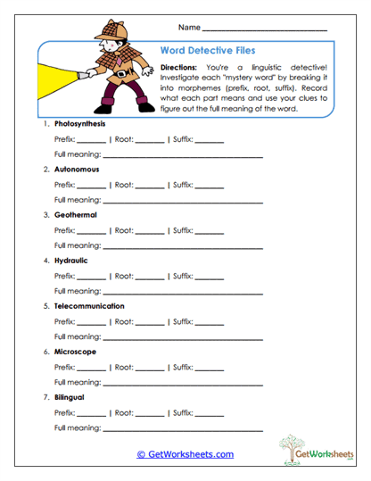Word Detective Files Worksheet