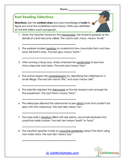 Reading Detectives Worksheet