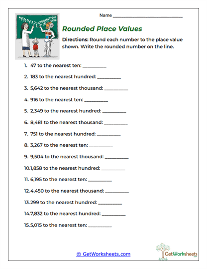 Rounded Place Values Worksheet