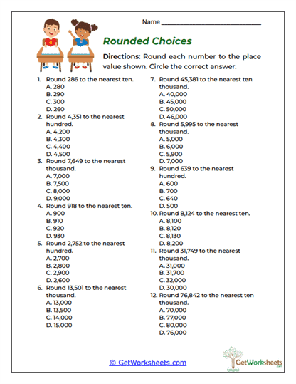 Rounded Choices Worksheet